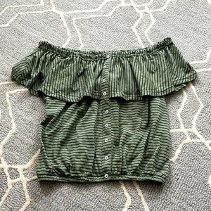 Poof off the shoulder green shirt size medium